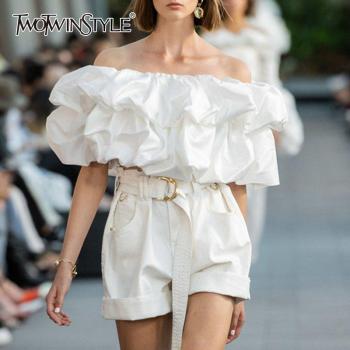 Haut d'été femme Deuxtwinstyle avec manches bouffantes