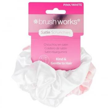 Brushworks Pink & White Satin Hair Ties