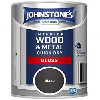 Johnstone's Quick Dry Gloss Paint, Black, 0.75 Litres