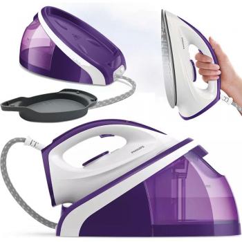 Philips hi5922/30 ferro da stiro generatore vapore con caldaia 2.400 w 5.2 bar 1.1 lt 110/300 g/min piastra in ceramica bianco viola