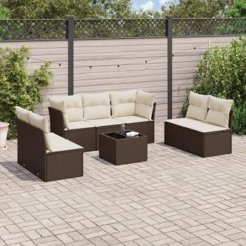 Suite Sofá Outdoor 8 Muebles + Cojines Ratán Sintético Marrón