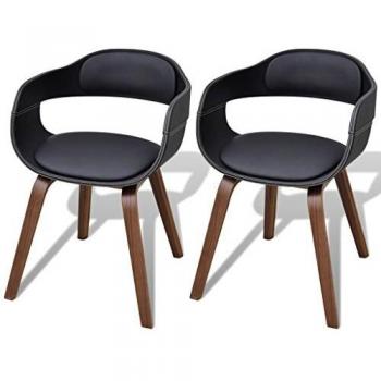 Wooden Dining Chair Set by vidaXL – 2 Pieces, Black Finish