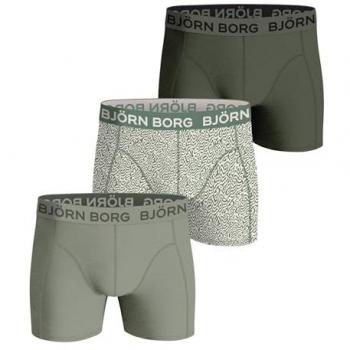 Caleçons Multicolores Björn Borg Stretch – 3 pièces – Vert Olive/Vert