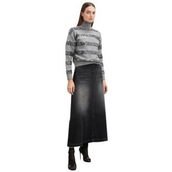 Jersey de Mujer a Rayas con Cuello Alto y Lentejuelas