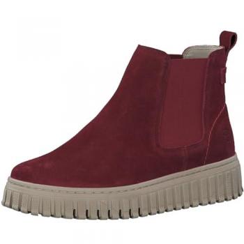 Chelseaboots TAMARIS Gr. 37, rot (bordeaux), Damen, Veloursleder
