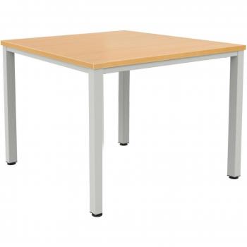 Tc Fraction Infinity 160x160 Beech Conference Table with Silver Legs
