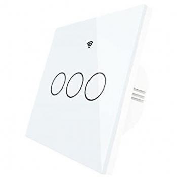 Interruttore Touch Smart ZigBee 3 Tasti Bianco Pannello in Cristallo App Tuya Scatola 503