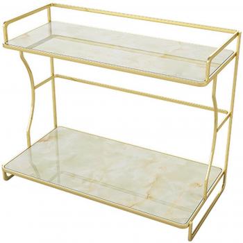 Marble Print 2-Tier Makeup Storage Rack