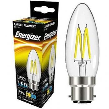 Energizer LED BC B22 Candle Filament Dimmable Bulb Warm White 470 lm 4W