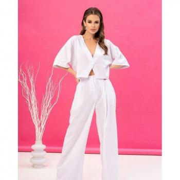 Completo con pantaloni e top bottoni ISSA Plus XL bianco