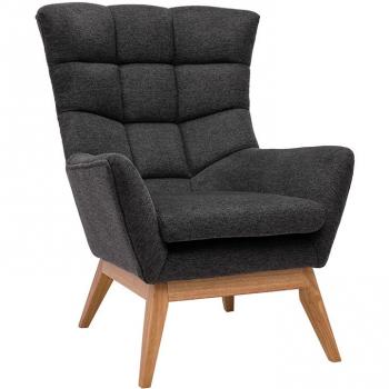 Fauteuil scandinave BRODY gris foncé en tissu velours