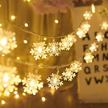 Guirnalda LED de copos de nieve para decoraciones navideñas