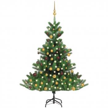 Artificial Christmas Tree in Nordmann Fir Style with LED & Ball Set, Green, 120cm