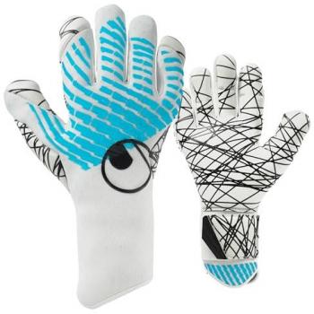 Uhlsport Fm Cybertec Ultragrip SC Goalkeeper Gloves – White / Cyber Blue / Black, Size 12