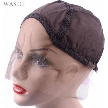 Peluca con malla frontal en color marrón oscuro y gorro sin pegamento