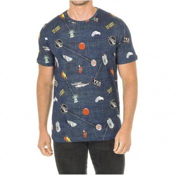 Camiseta de hombre John Frank de manga corta y estampado multicolor