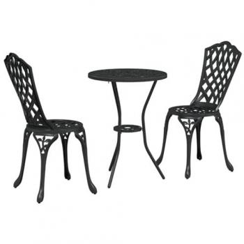 Bistro Set da Giardino 3 pezzi in alluminio nero – Vidaxl