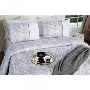 Marsala Double Size Duvet Cover Grey Bedding Cotton Luxury Silver Damask