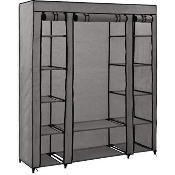 Armadio Tessile Grigio con Scomparti e Aste 150x45x176 cm