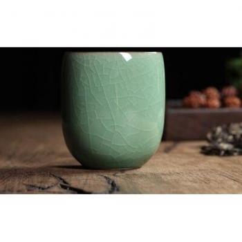 155ml Chinese Longquan Celadon Kung Fu Teacup with Saucer