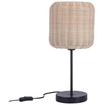 FORLIGHT Lámpara de mesa Cortic, rattan natural/ negro, para bombilla E27