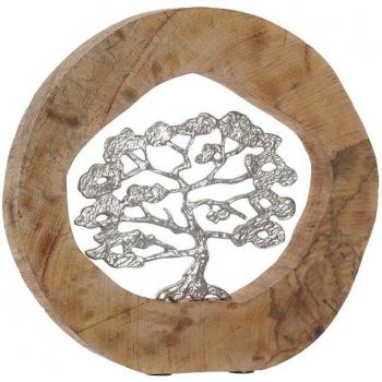 Naturholz-Mango-Baum mit Aluminiumbasis 35 x 5,5 x 33 cm