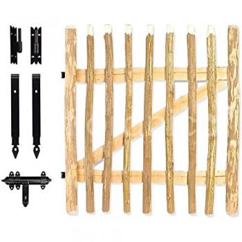 Porte d’Entrée Floranica en Bois de Noisetier – 115 cm H x 100 cm L + Portillon inclus