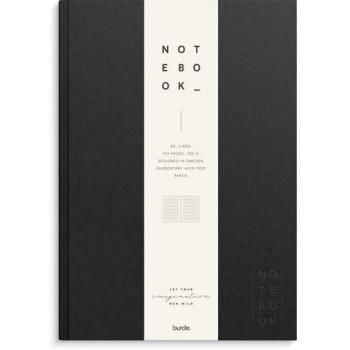 Burde A4 Textilnotizbuch schwarz mit Linien