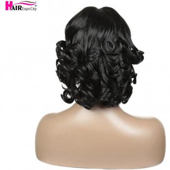 Perruque 12” Cheveux Courts, Synthétique, Dentelle Avant, Afro‑Américaine, Femme Noire, Expo City Heat‑Proof