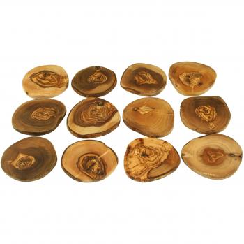 D.O.M.® Premium Untersetzerset Olivenholz – 12 Flaschen
