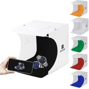 20x20cm LED Mini Softbox Light with Black and White Backdrops