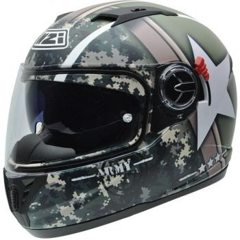 Casco de Moto NZI Eurus S Graphics SV Army, Estrella Blanca, Talla 57-58