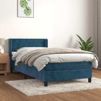 Lit adulte de chambre à coucher moderne avec matelas inclus 100x200 cm bleu foncé