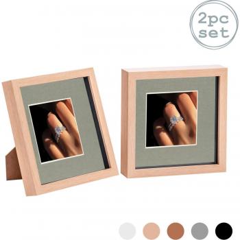Nicola Spring 2-Pack 8x8 3D Photo Frames with 4x4 Opening