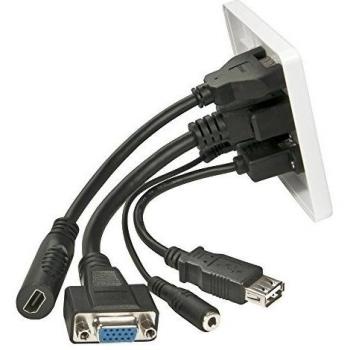 Lindy Multi AV Faceplate HDMI VGA USB Audio White 60220