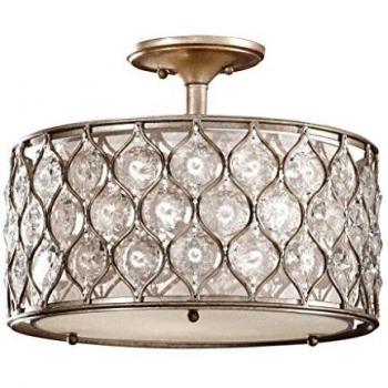 Lampadario Contemporaneo Lucia Acciaio Argento Brunito Cristallo 3 Luci E27