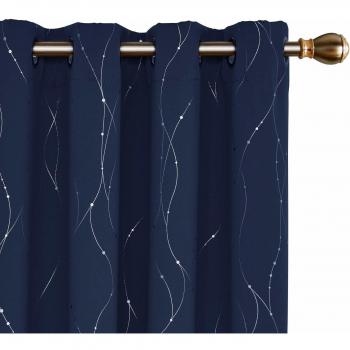 Deconovo Ösen Vorhänge Schlafzimmer 175x140 cm Dunkelblau 2er Set