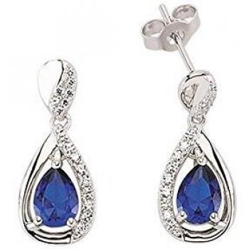 Pendientes de plata esterlina con zirconia cúbica en forma de lágrima