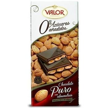Valor Chocolate Puro con Almendras 0% Azúcares 150g