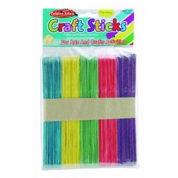 Jumbo Craft Sticks by Charles Leonard, Assorted Colors, 6 x 3/4 Inch, 75/Bag