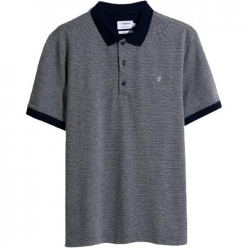 Ferris Jacquard Polo by Farah – True Navy – L (Men)