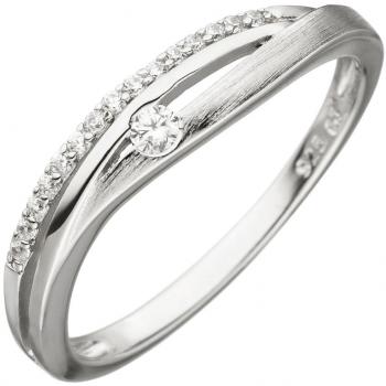 JOBO Silberschleifer: 925‑Sterling Ring, 16 Zirkonia, Größe 54