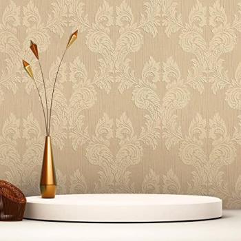 Papier peint baroque or et beige