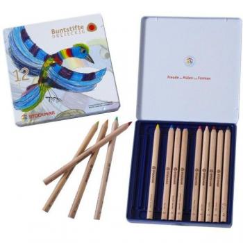 Stockmar Crayons Triangulés 12+1 – Caisse Métallique Abeille