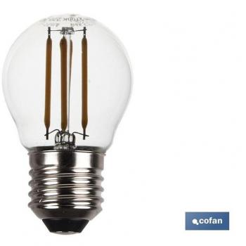 Bombilla LED E27 4W con Filamento Esférico – 470lm, 2700K
