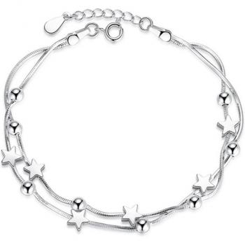 925 Sterling Silver Women's Pentacle Bracelet