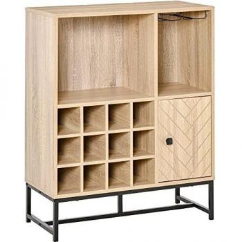 Buffet cuisine MCOM salle de bain avec armoire et 2 étagères – 12 bouteilles vin