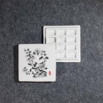 Palette de peinture à l'aquarelle, céramique, 12 puits, style chinois, lavable