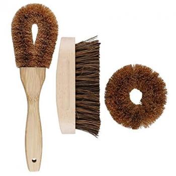 Juego de cepillos de coco natural ecológicos, 3 piezas en caja expositora