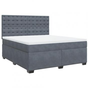 VidaXL Boxspringbett mit Matratze Dunkelgrau 180x200 cm aus Samt
